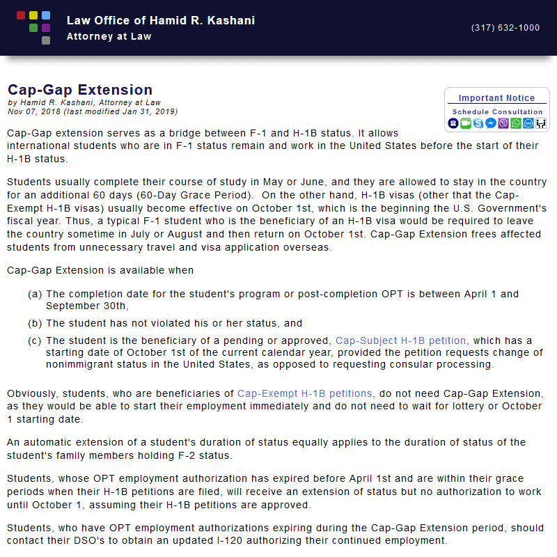 cap gap opt extension