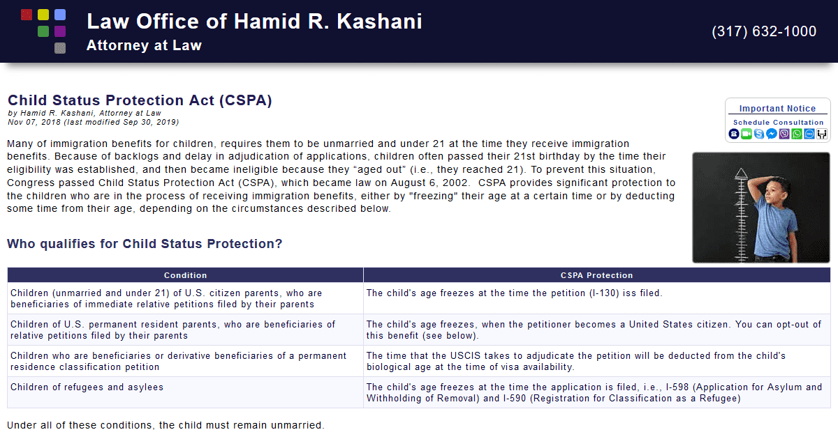 Child Status Protection Act (CSPA)