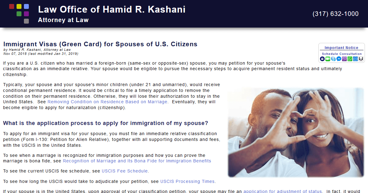 Immigrant Visas (Green Card) for Spouses of U.S. Citizens