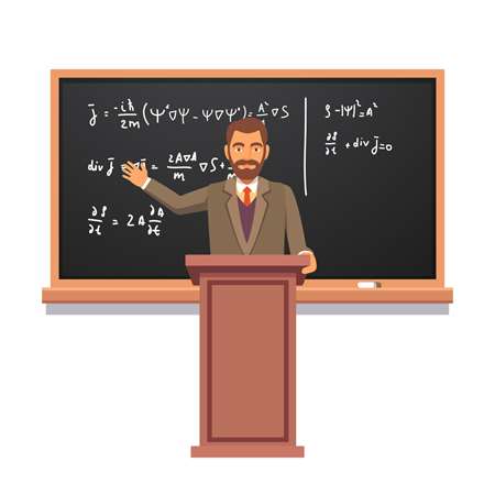 Image of a professor behind a lectern